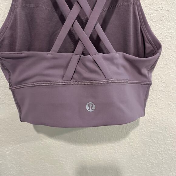 Lululemon Energy Bra High Neck Long Line Tough Violet Verbena 4 Top Athleisure - Picture 3 of 5